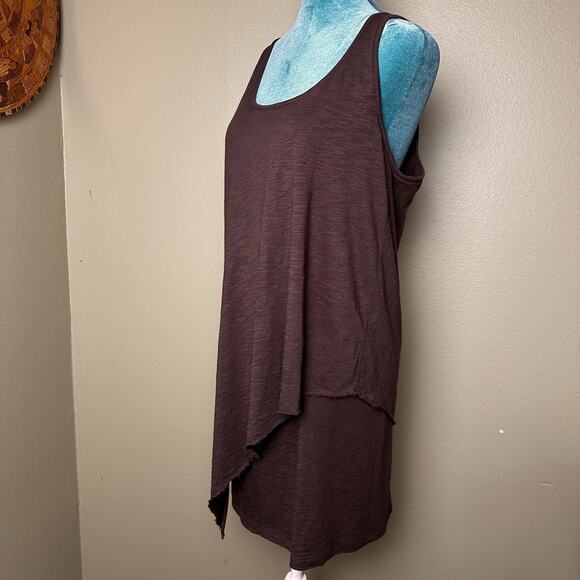 Lilla Women M Layered Tank Dress Raw Edge Pima Cotton Peru Boho Hippie - Picture 2 of 10